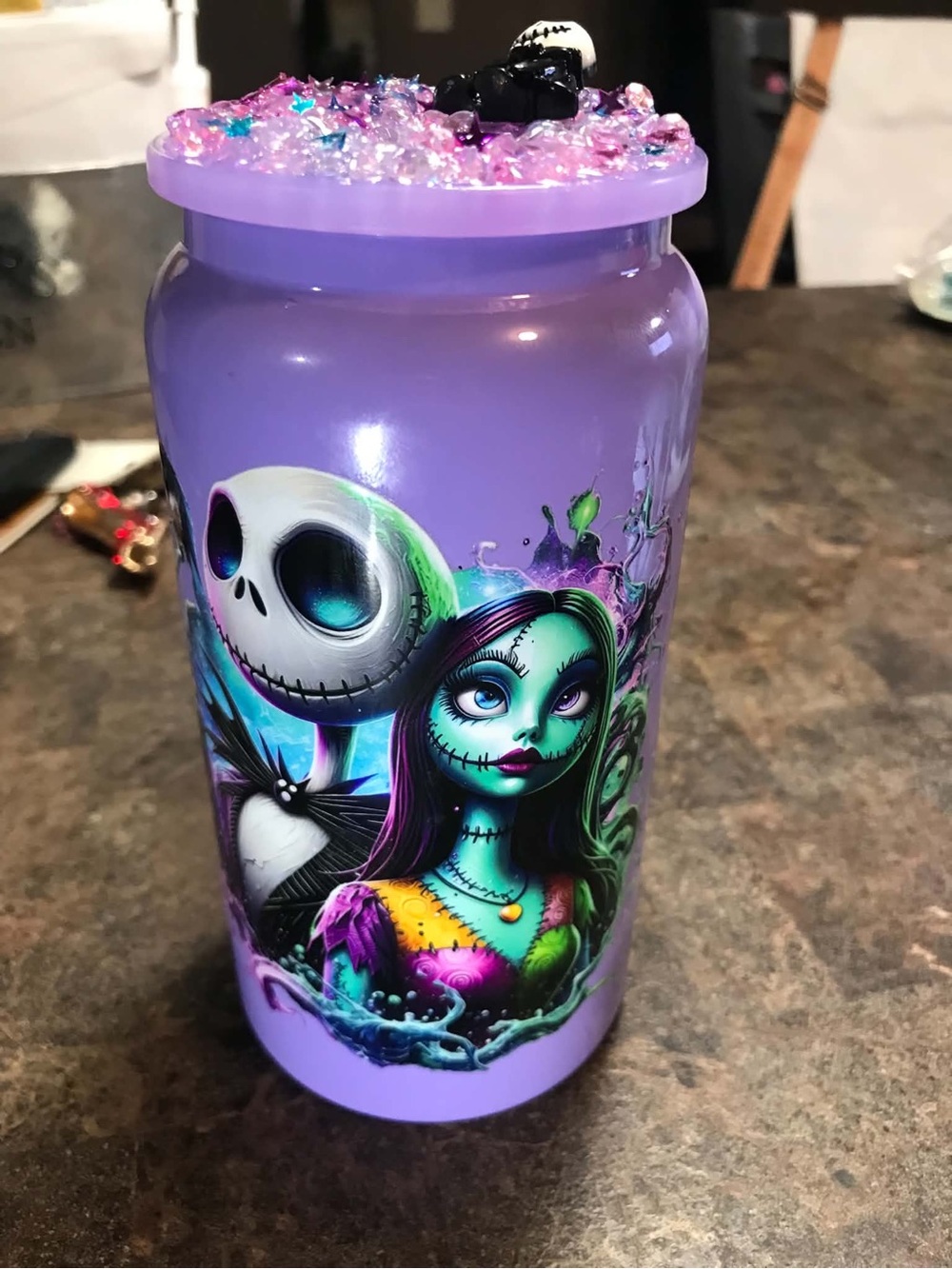Purple Jack & Sally Inspired 20oz Stainless Steel Tumbler w/ Straw
